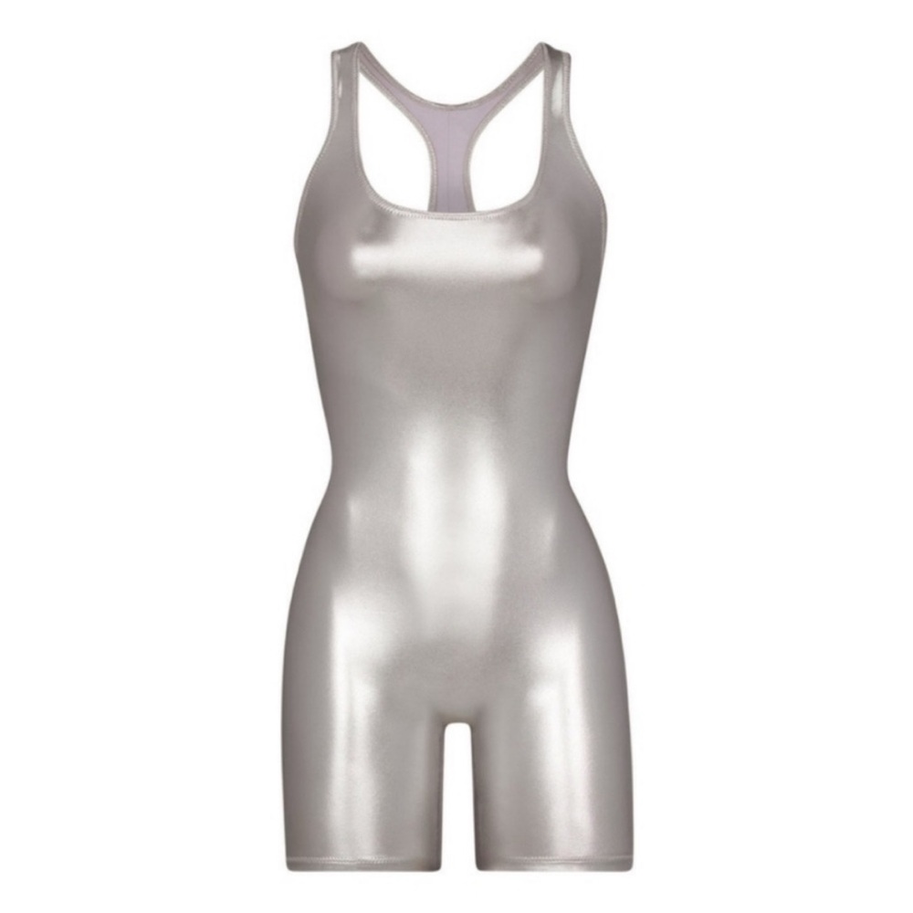 SKIMS Metallic Silver Bodysuit Nickle nwt